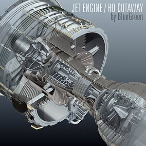 3d jet engine cutaway model