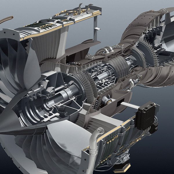 3d jet engine cutaway model