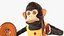 Windup Monkey Toy with Cymbals Striped Red Fur