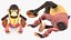 Windup Monkey Toy with Cymbals Striped Red Fur
