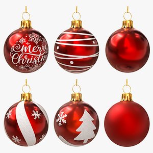 Red Christmas Ornaments Set Vol. 01 – 6 High-Quality Christmas Decorations 3D Models