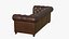 3D model Realistic Chesterfield Leather Sofa Double