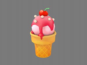 3D ice cream cherry