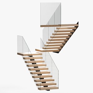 stair with glass railing model