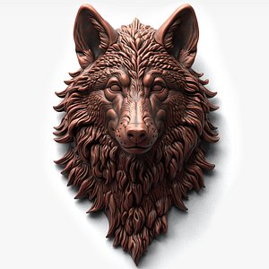 3D model Wolf Head Relief 3D Model