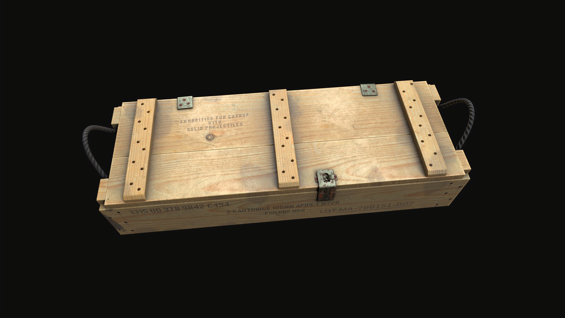 GI 105MM Wooden Ammo Crate With Rope Handles