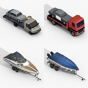 tow trucks trailer boats 3D