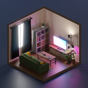 Isometric Living room 1 3D