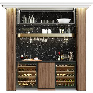 Design project of a restaurant with a wine cooler 3D model