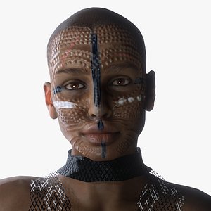 African girl Rigged - 2500 Free animations tutorial Low-poly 3D model