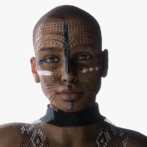 African girl Rigged - 2500 Free animations tutorial Low-poly 3D model