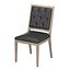 FRENCH CONTEMPORARY TUFTED SQUARE LEATHER DINING SIDE CHAIR