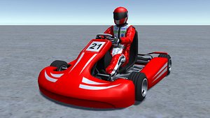Low Poly Kart With Player - 3