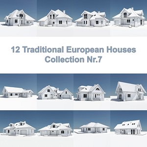 12 traditional european houses 3d model