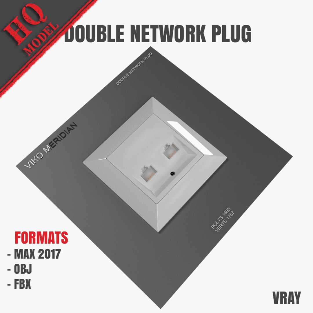 3D model double network plug https://p.turbosquid.com/ts-thumb/Ji/3QVlDg/tZHT4bJy/adoublenetworkplug/jpg/1548274698/1920x1080/fit_q87/059dad3c450916f074a4bdd7740376def2f4f193/adoublenetworkplug.jpg