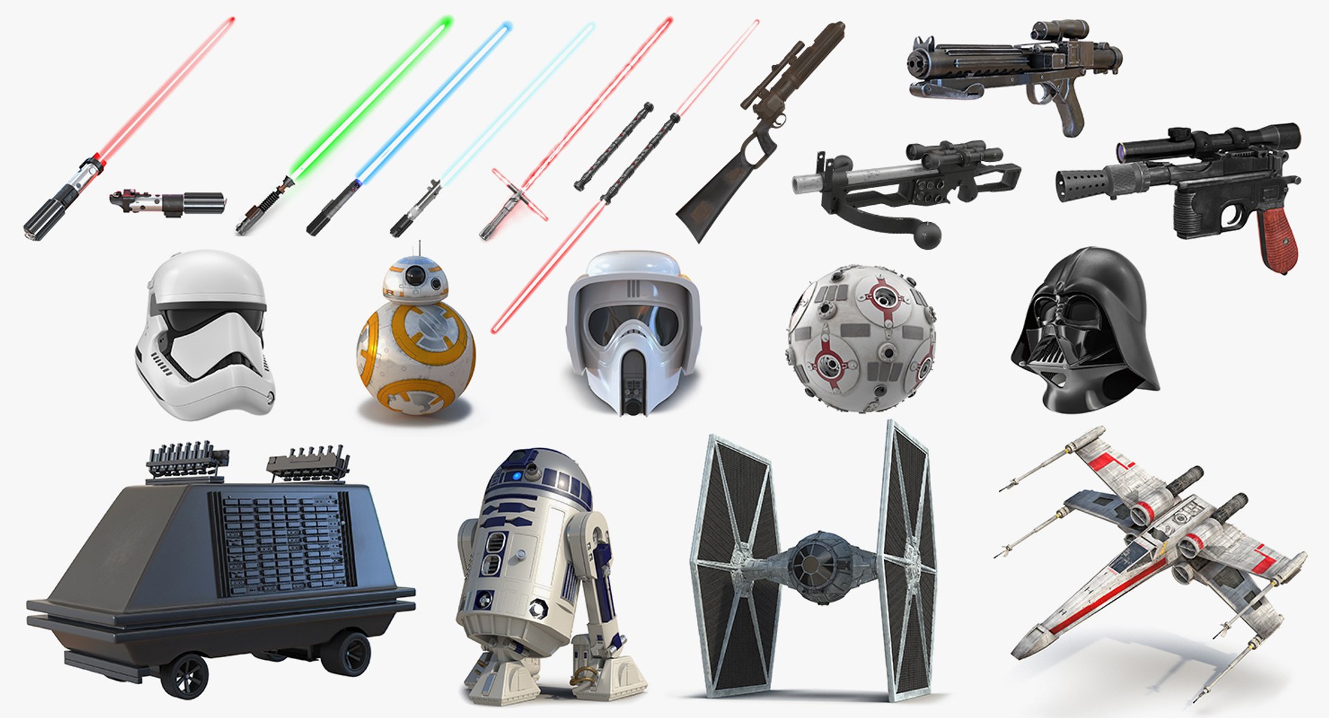 star wars 3 3D model https://p.turbosquid.com/ts-thumb/Ji/55ePhb/Cct847w6/starwarscollection3vray3dmodel002/jpg/1550866740/1920x1080/fit_q87/b6fe5186eb84ebb6cd9fb40856f5682bda3f72ce/starwarscollection3vray3dmodel002.jpg