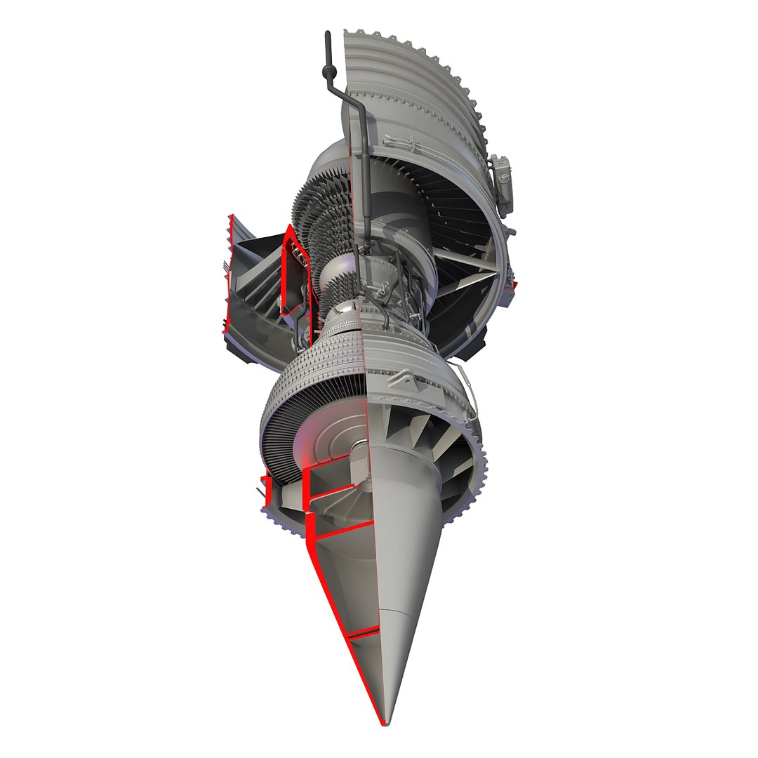 3d 3ds Jet Turbofan Engine Cutaway