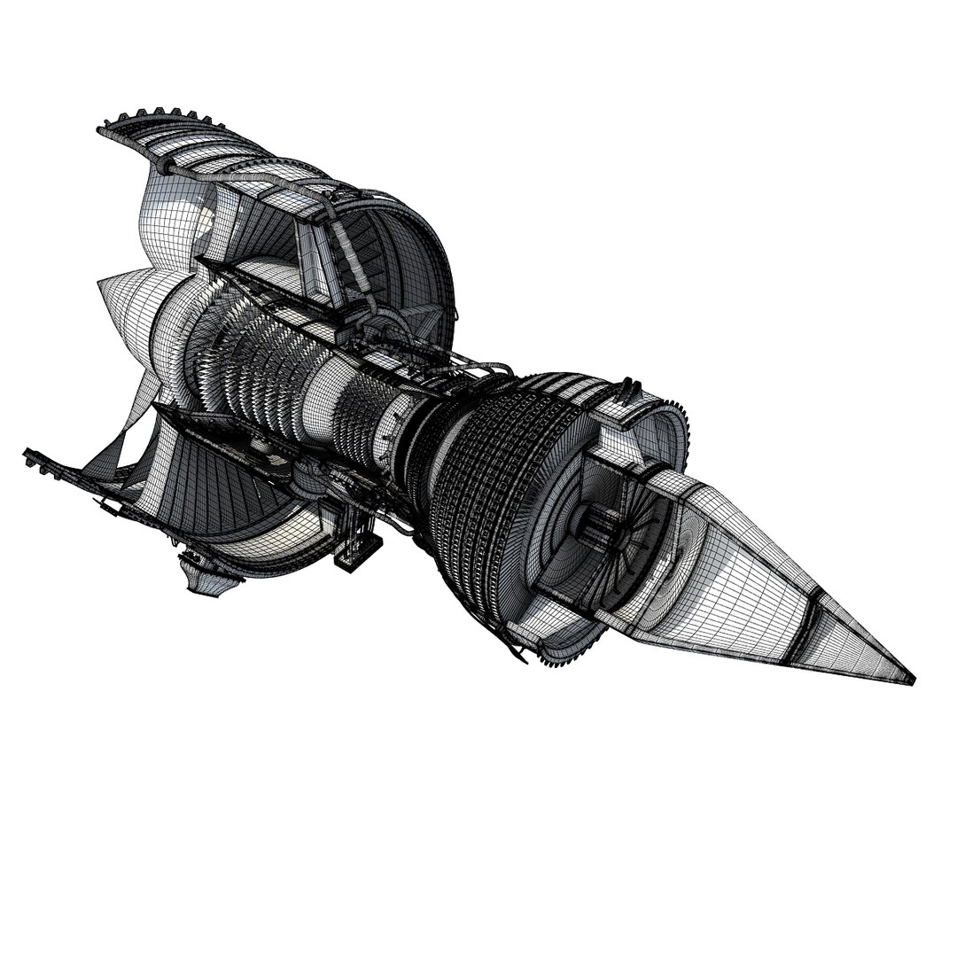 3d 3ds Jet Turbofan Engine Cutaway