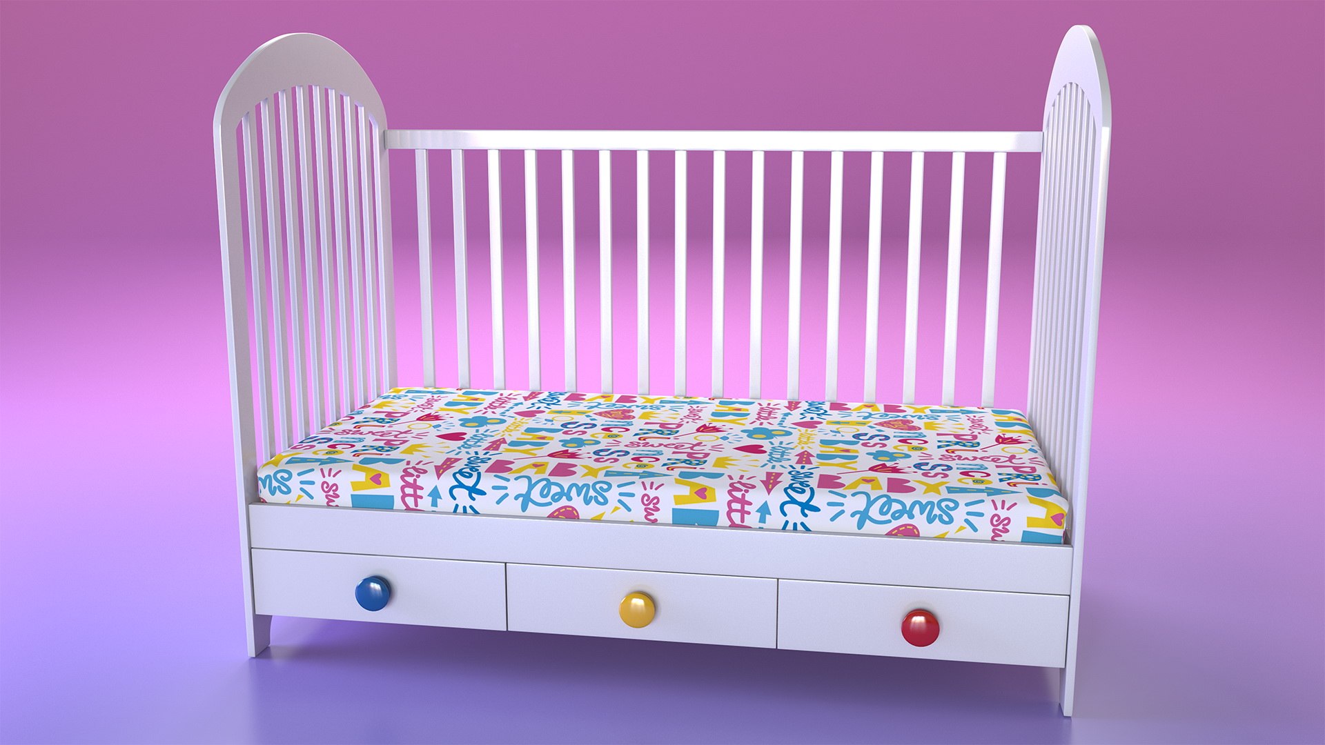 Wooden Infant Bed 3D model preview