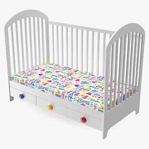 wooden infant bed 3D
