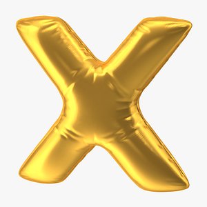 3D model foil balloon letter x