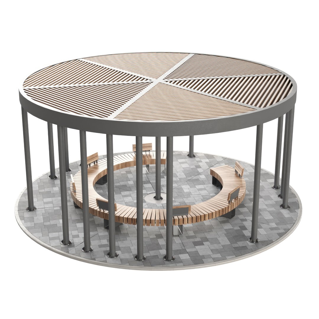 3D Set Of Pergolas Gazebos Canopies With Swings Benches 2 3D Model ...