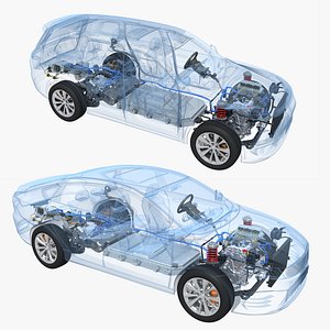 3D Extended Range Hybrid Electric Car SUV Chassis model
