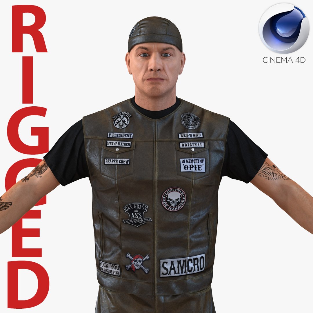 Biker Man Rigged 2 for Cinema 4D 3D Model 3D model preview