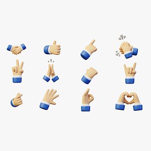 3D 12 Animated Hand Gesture Pack