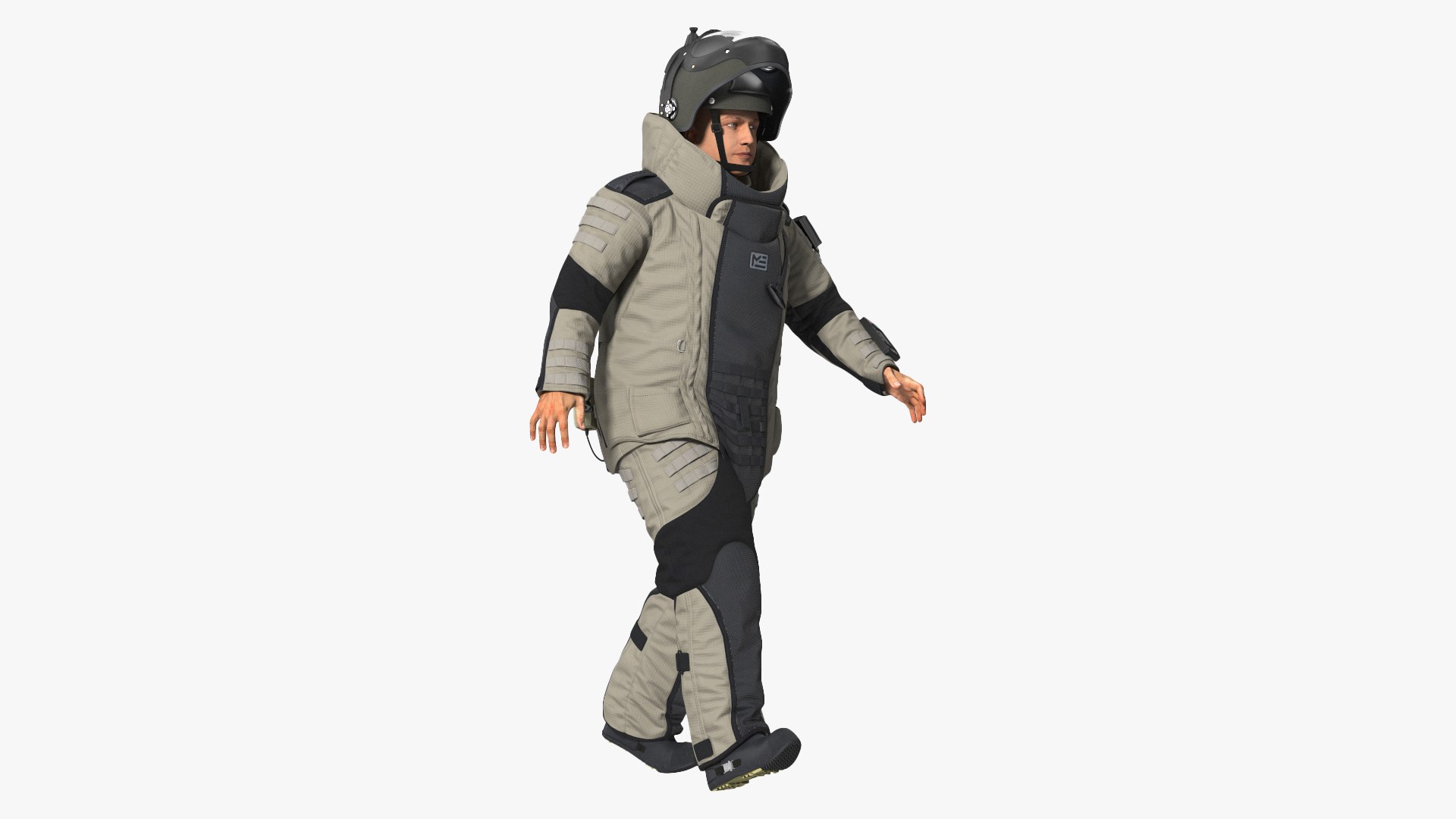 EOD 10 Bomb Suit Gray Rigged for Maya 3D model preview