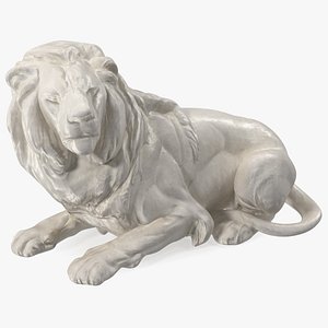 White Outdoor Marble Lion Sculpture 3D