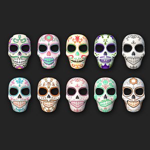 3D 10 Dia de Los Muertos Mask Collection A - Character Design