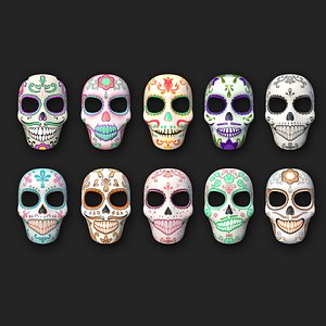 10 Dia de Los Muertos Mask Collection A - Character Design