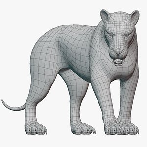 rigged lion base mesh 3D model