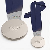 Official Olympic Silver Winner Medal Blue Strap