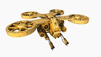 SciFi Military Drone J03 Yellow Dirt - War Vehicle Fantasy