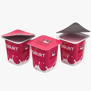strawberry yogurt cup 3D model