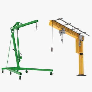 Jib Crane and Folding Engine Hoist 3D