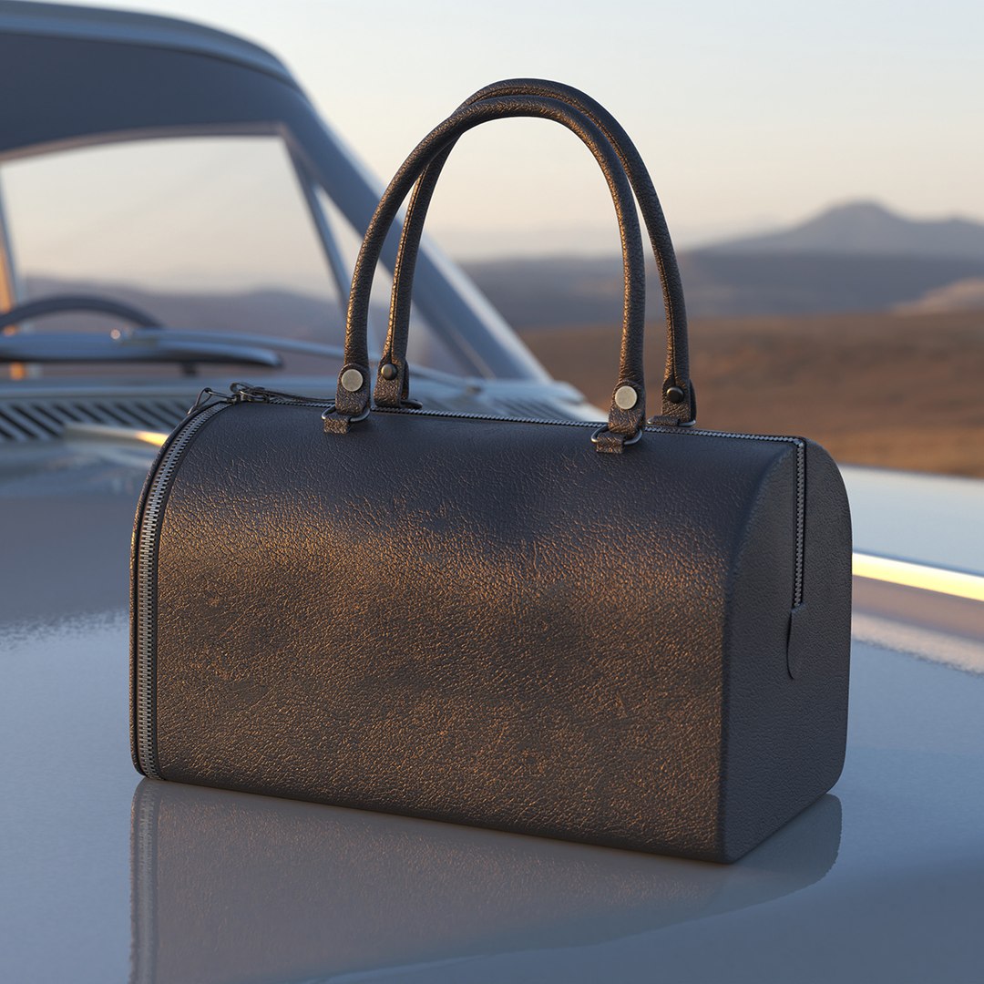 Leather Bag with Hard Case Shabby Dark 3D model preview