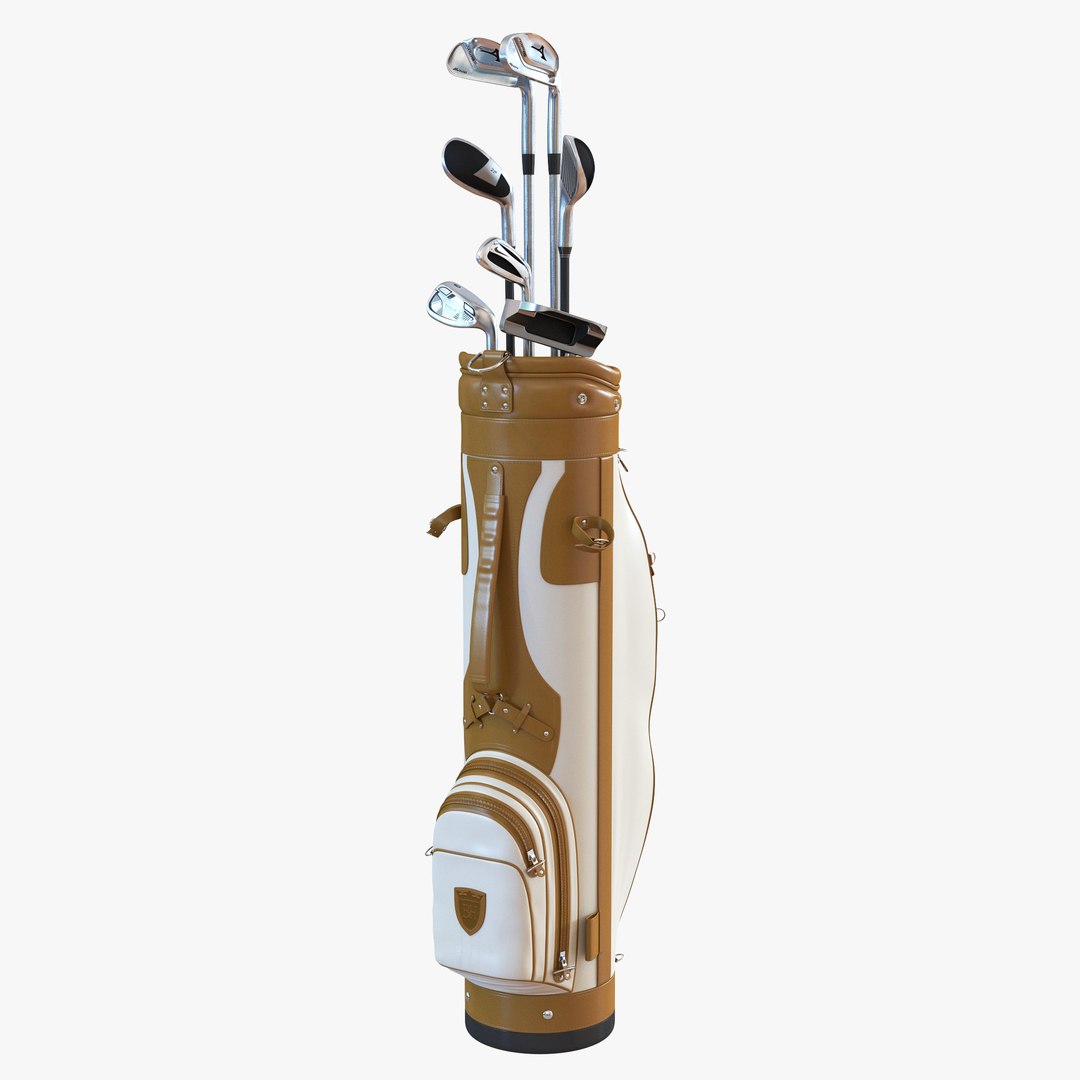 Golf Bag and Clubs 3 3D model preview