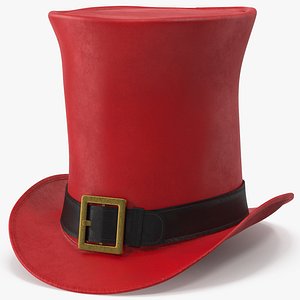 Leather Top Hat Red with Buckle v 2 model