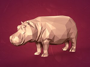 Polygonal cartoon Hippopotamus Figurine