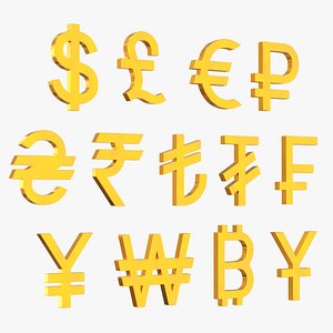 3D Currency symbols model