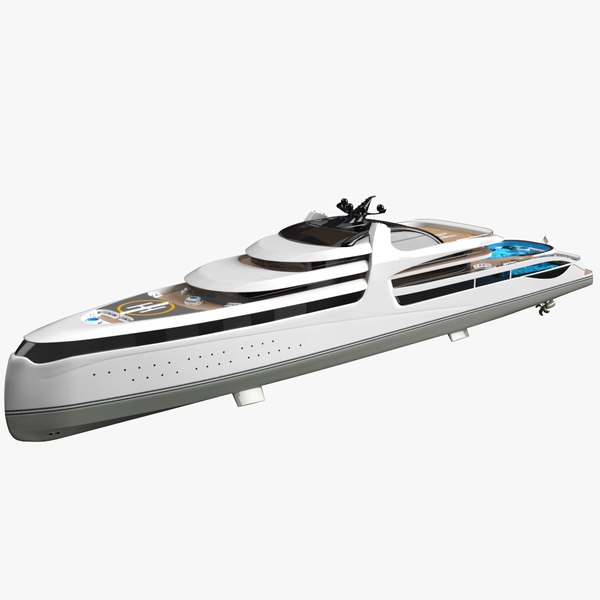 3D Sleeping Sun Luxury Yacht Night Scene model