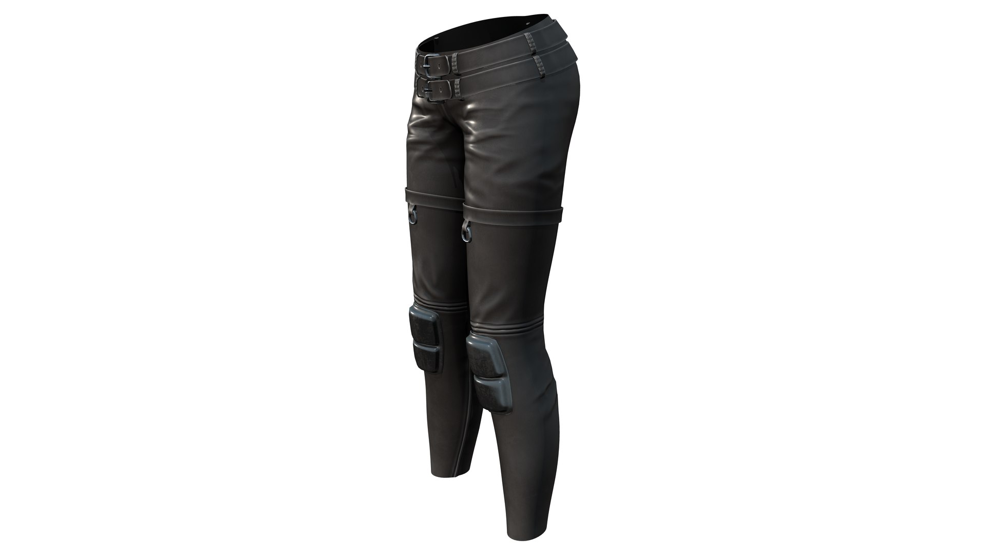 3D Shiny Black Leather Combat Biker Pants - TurboSquid 2004121