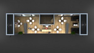 3D model 1 tarafi acik ahsap stand 15m x 4m