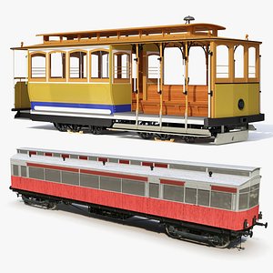 3D Old Trams Collection model