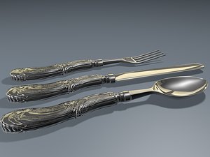 3dsmax vintage silverware knife fork