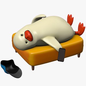 Bird Lying On The Bed 3D