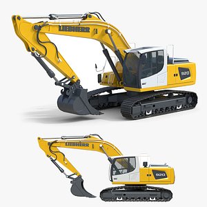 Liebherr Crawler Excavator R920 Yellow 3D model
